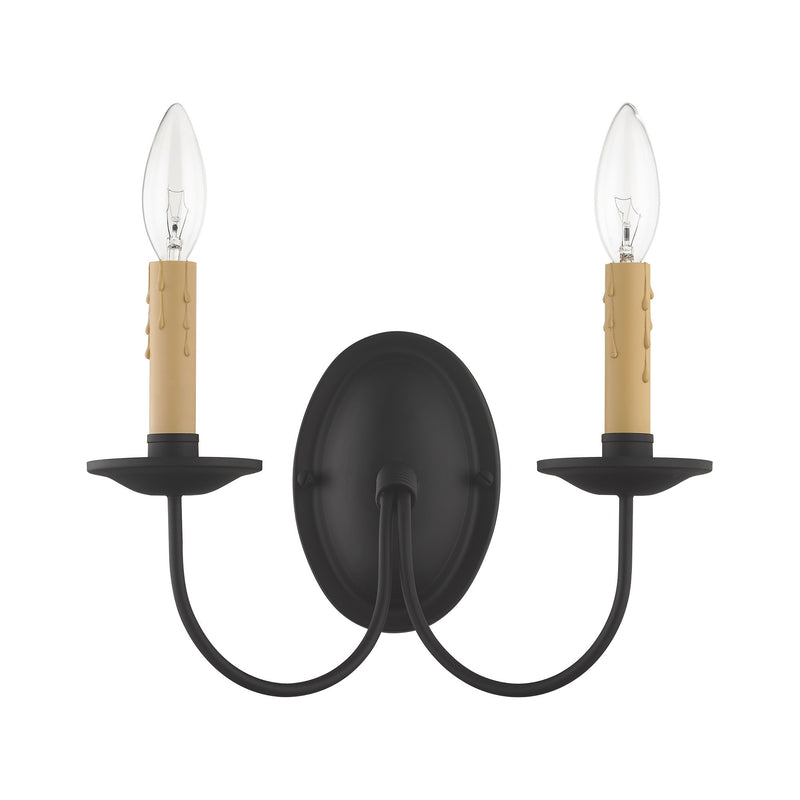 Heritage 2-Light 12.25" Double Wall Sconce in Black