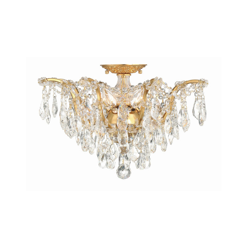 Filmore 5 Light 19" Semi Flush Mount in Antique Gold