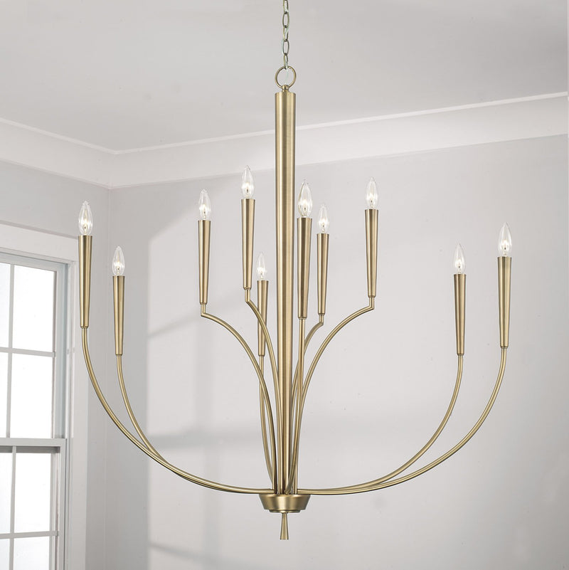 Holden 10-Light Chandelier in Aged Brass