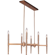 Ella 6 Light 35.75" Island in Satin Brass