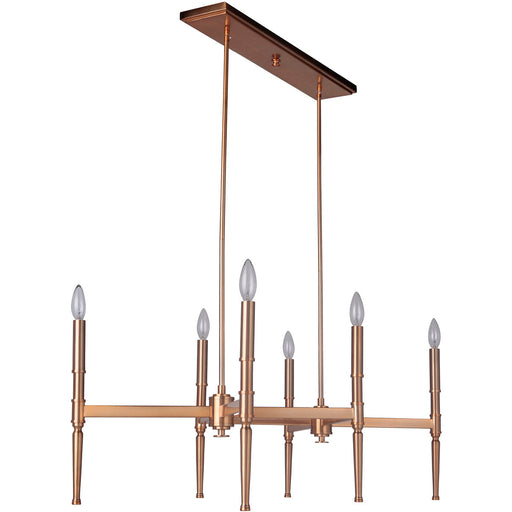 Ella 6 Light 35.75" Island in Satin Brass