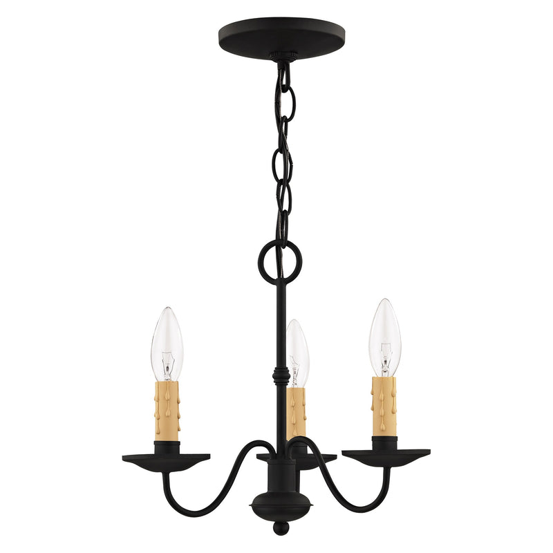 Heritage 3-Light 12.5" Mini Chandelier in Black