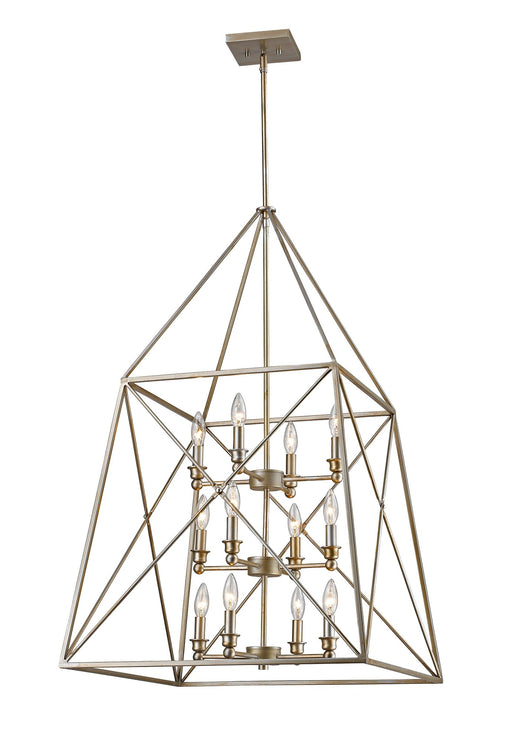 Trestle 12 Light 24" Chandelier in Antique Silver