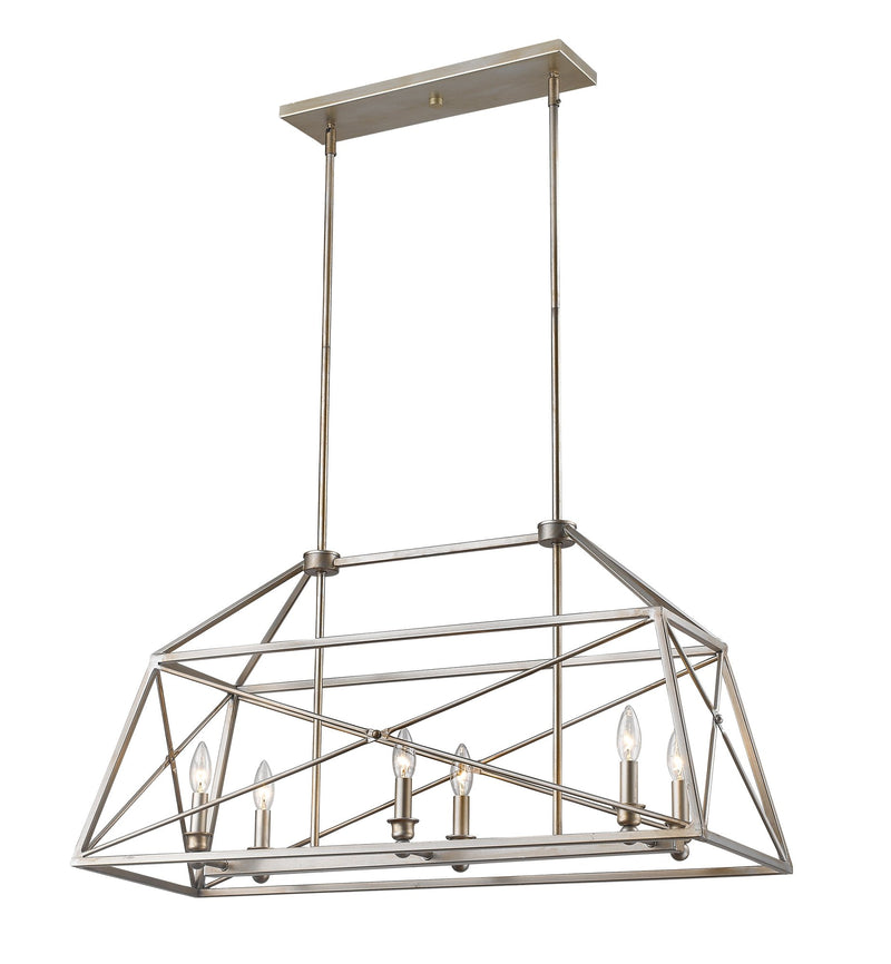 Trestle 6 Light 36" Linear Pendant in Antique Silver