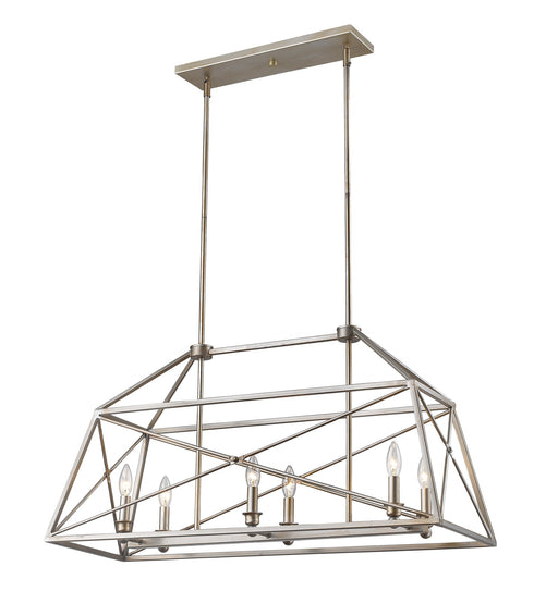 Trestle 6 Light 36" Linear Pendant in Antique Silver