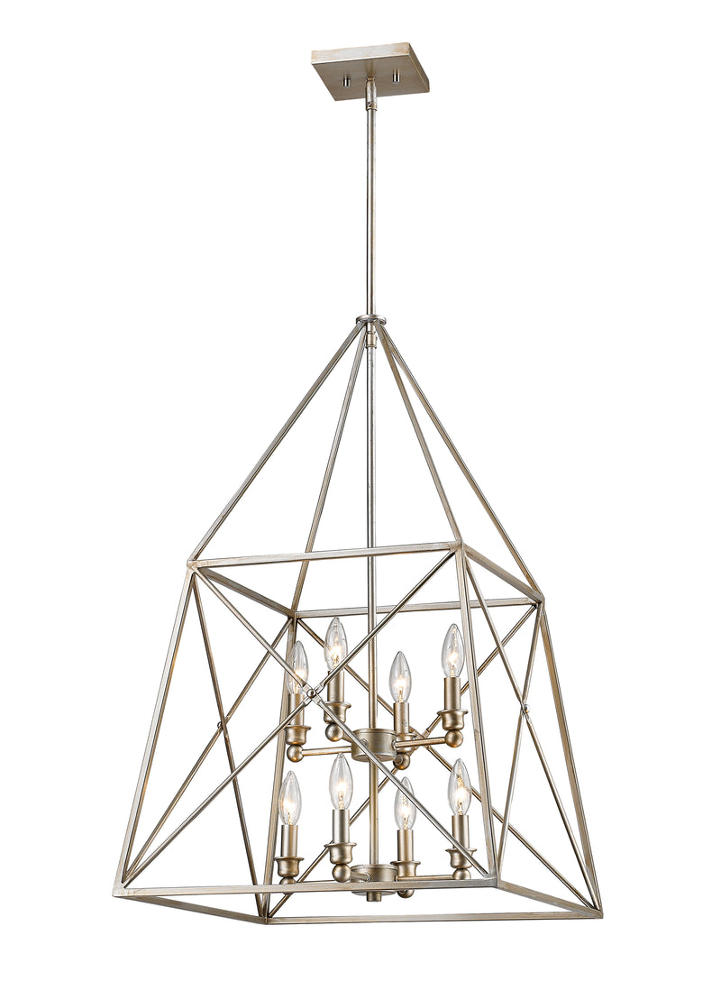 Trestle 8 Light 20" Chandelier in Antique Silver
