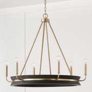 Finn 6-Light Chandelier in Black Stain and Matte Brass