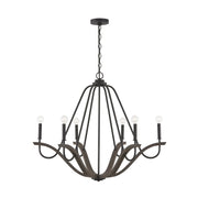 Clive 6-Light Medium Chandelier in Carbon Grey and Black Iron