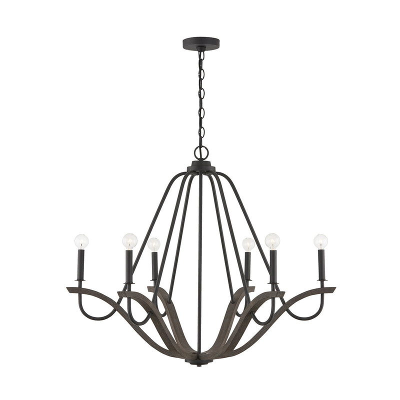 Clive 6-Light Medium Chandelier in Carbon Grey and Black Iron