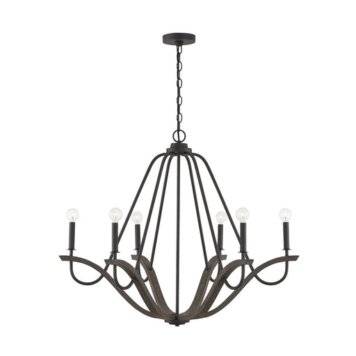 Clive 6-Light Medium Chandelier in Carbon Grey and Black Iron