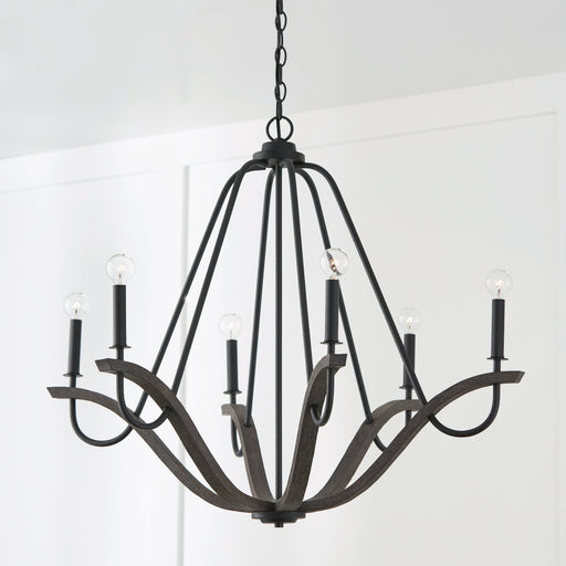 Clive 6-Light Medium Chandelier in Carbon Grey and Black Iron
