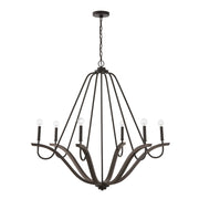 Clive 6-Light Large Chandelier in Carbon Grey and Black Iron