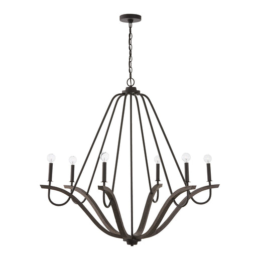 Clive 6-Light Large Chandelier in Carbon Grey and Black Iron