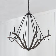 Clive 6-Light Large Chandelier in Carbon Grey and Black Iron