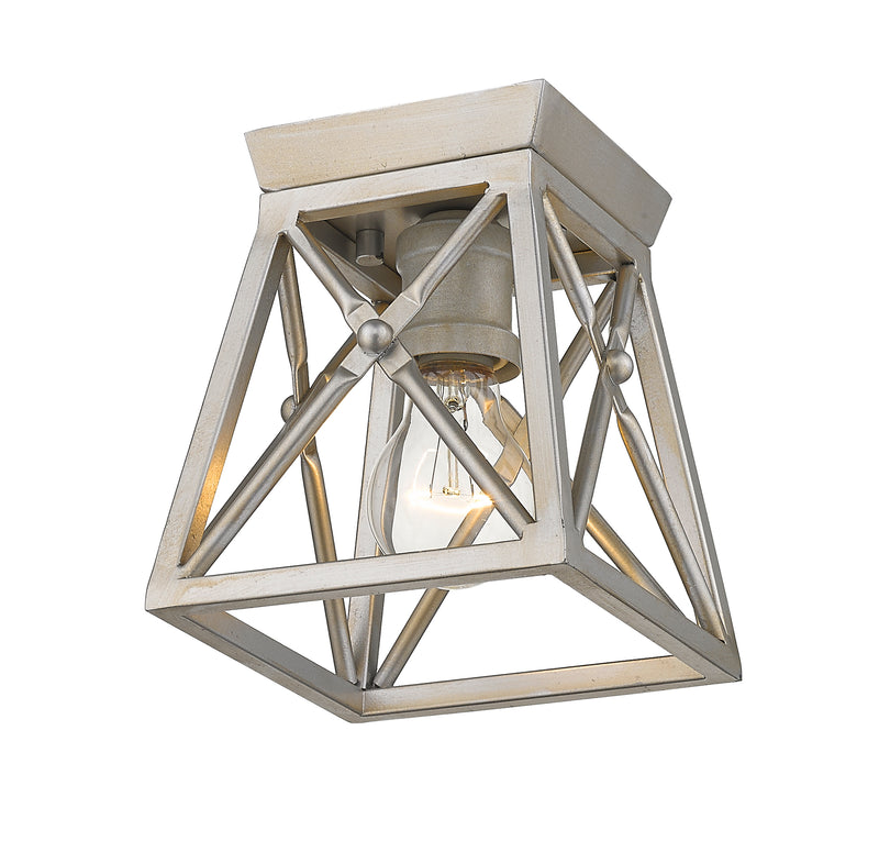Trestle 1 Light 6" Flush Mount in Antique Silver