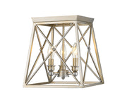 Trestle 3 Light 11" Flush Mount in Antique Silver