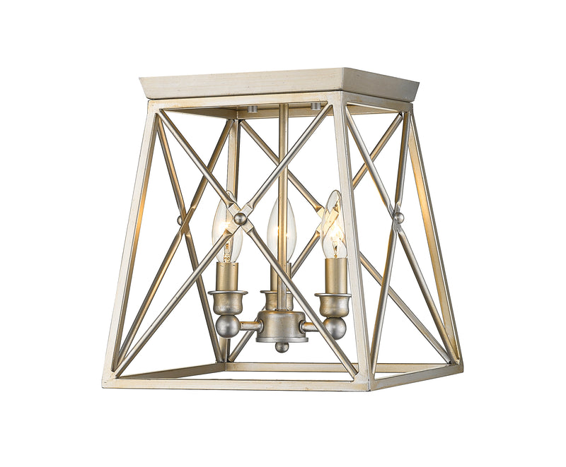 Trestle 3 Light 11" Flush Mount in Antique Silver