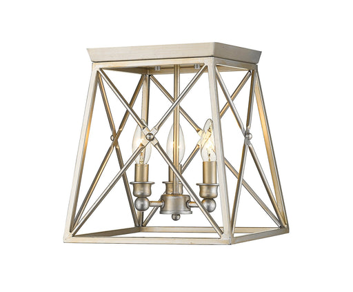 Trestle 3 Light 11" Flush Mount in Antique Silver
