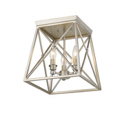 Trestle 3 Light 11" Flush Mount in Antique Silver