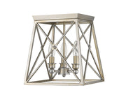 Trestle 3 Light 11" Flush Mount in Antique Silver