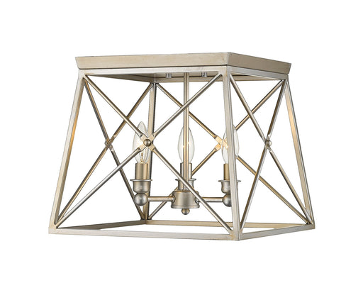 Trestle 3 Light 14" Flush Mount in Antique Silver