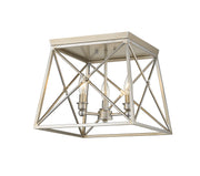 Trestle 3 Light 14" Flush Mount in Antique Silver