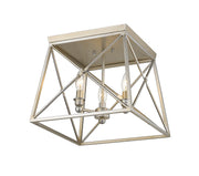 Trestle 3 Light 14" Flush Mount in Antique Silver