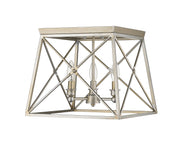 Trestle 3 Light 14" Flush Mount in Antique Silver