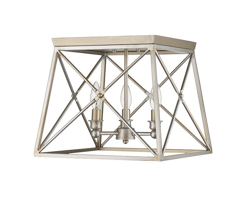 Trestle 3 Light 14" Flush Mount in Antique Silver