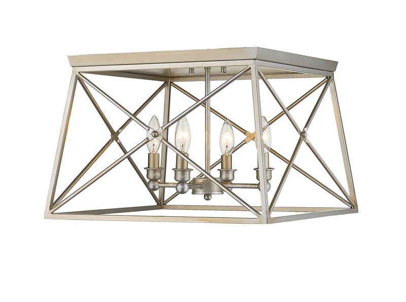 Trestle 4 Light 18" Flush Mount in Antique Silver