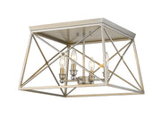 Trestle 4 Light 18" Flush Mount in Antique Silver