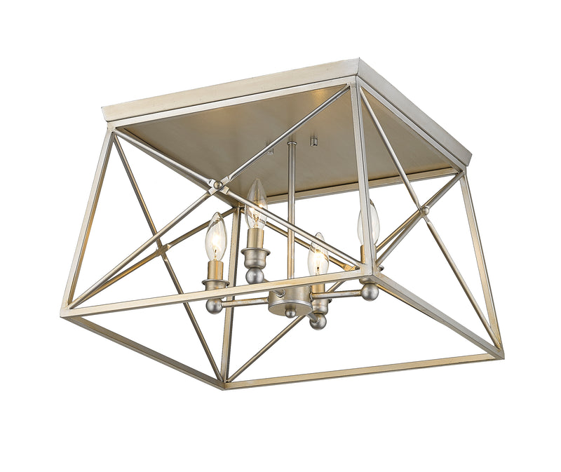 Trestle 4 Light 18" Flush Mount in Antique Silver