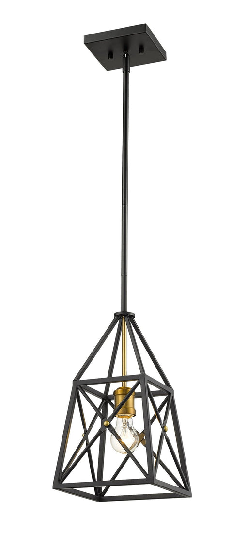 Trestle 1 Light 8" Pendant in Matte Black + Olde Brass