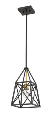 Trestle 1 Light 8" Pendant in Matte Black + Olde Brass
