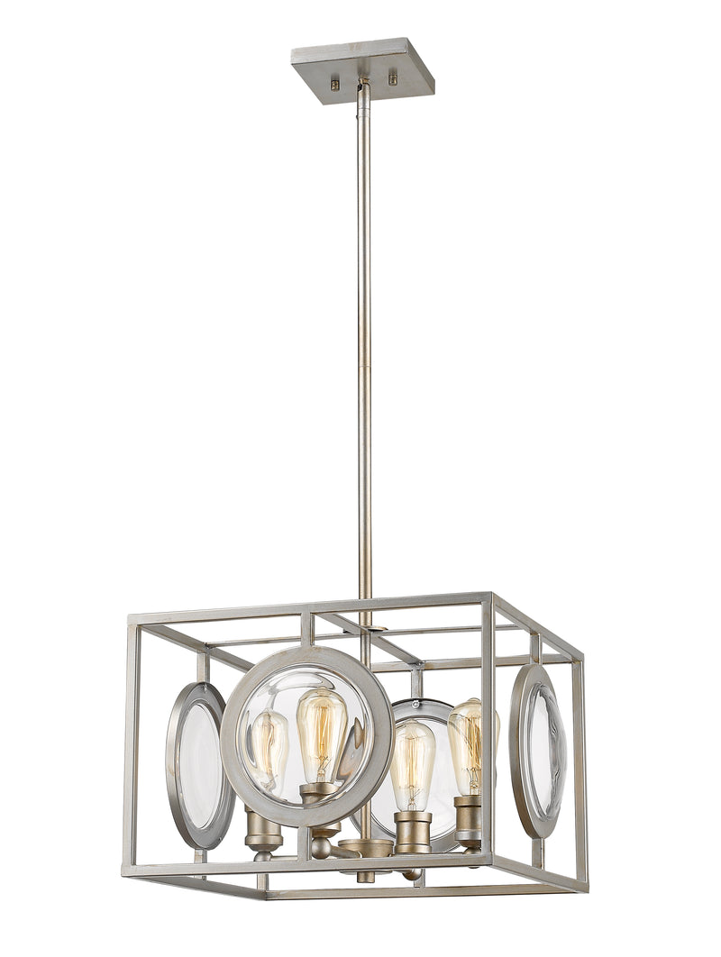 Port 4 Light 17.75" Chandelier in Antique Silver