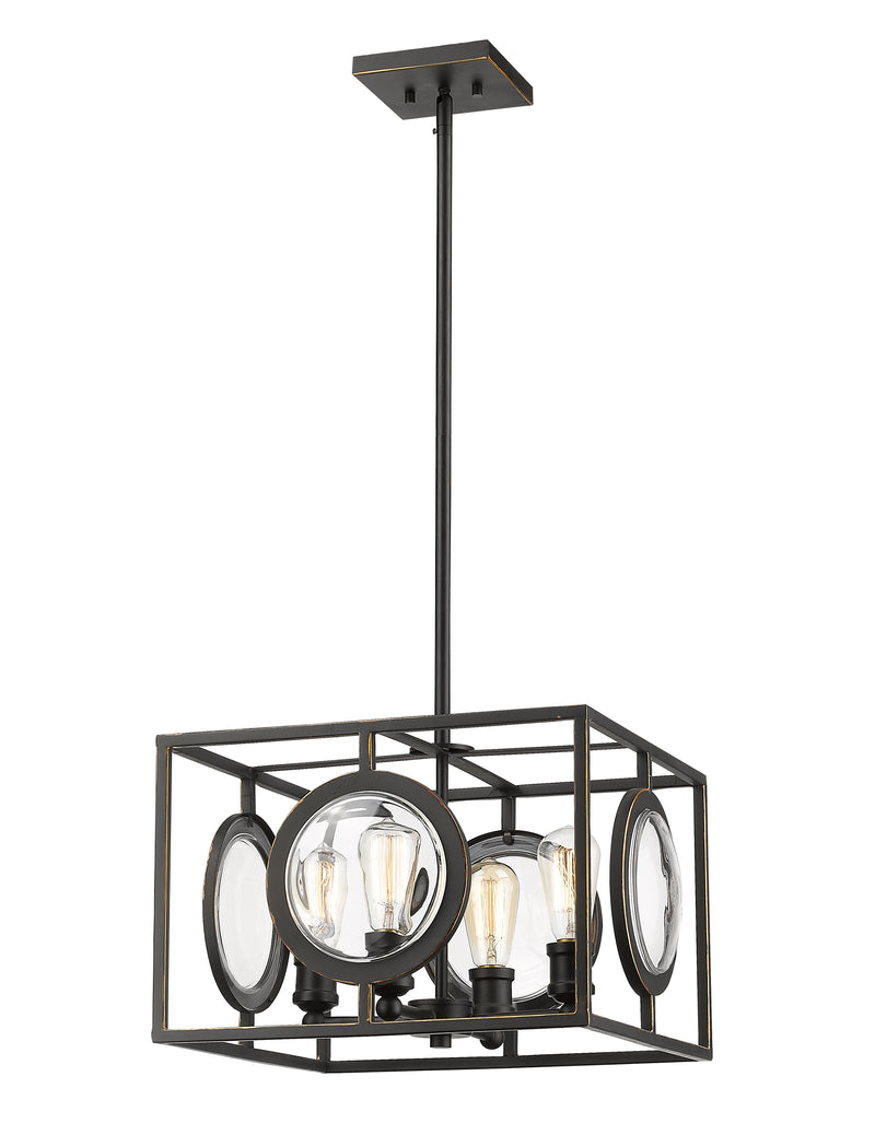 Port 4 Light 17.75" Chandelier in Olde Bronze