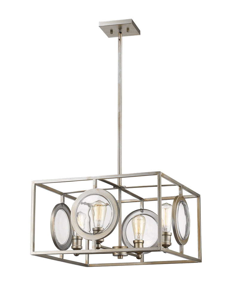Port 4 Light 21.75" Chandelier in Antique Silver