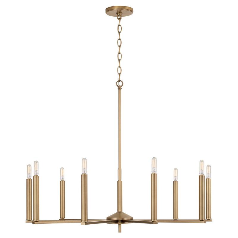 Portman 9-Light Chandelier in Aged Brass