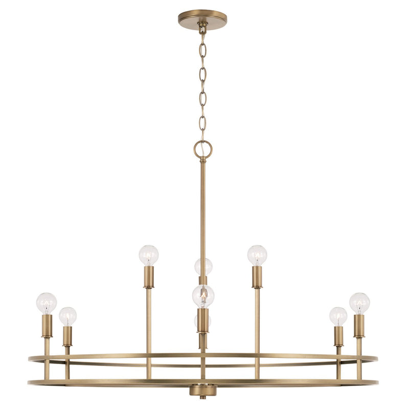 Fuller 9-Light Chandelier in Aged Brass