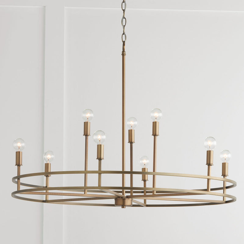 Fuller 9-Light Chandelier in Aged Brass