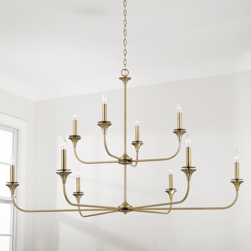 Presley 10-Light Chandelier in Aged Brass