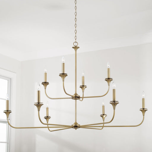 Presley 10-Light Chandelier in Aged Brass