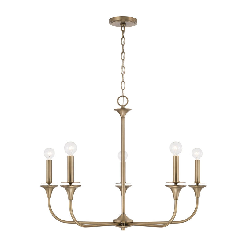 Presley 5-Light Chandelier in Aged Brass