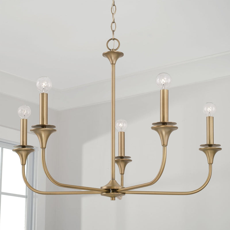 Presley 5-Light Chandelier in Aged Brass