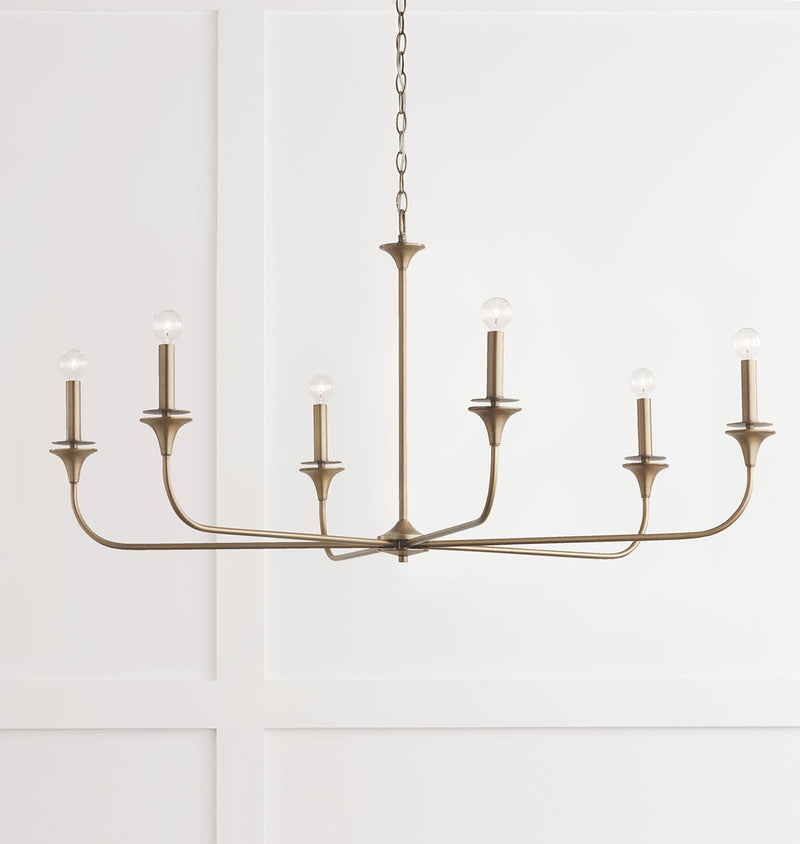 Presley 6-Light Chandelier in Aged Brass