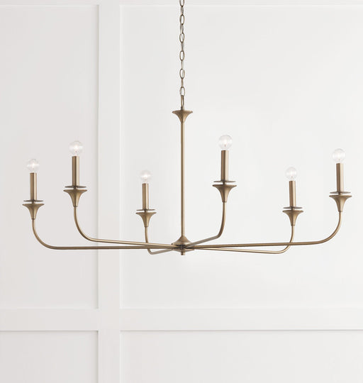 Presley 6-Light Chandelier in Aged Brass