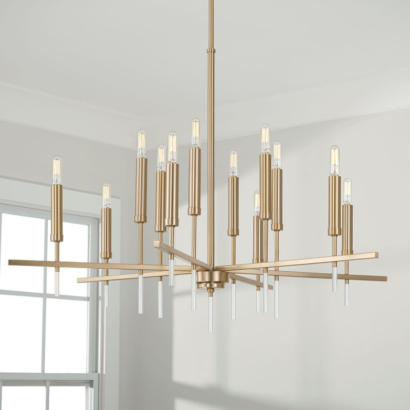 Elora 12-Light Chandelier in Matte Brass