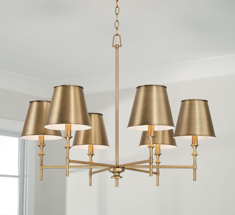 Whitney 6-Light Chandelier in Aged Brass