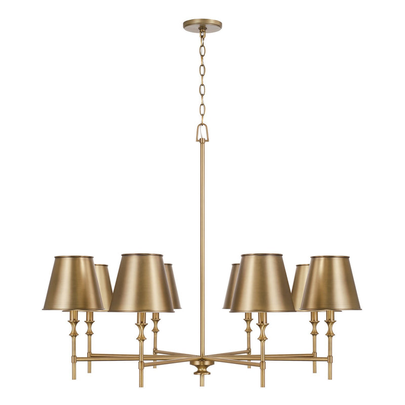 Whitney 8-Light Chandelier in Aged Brass