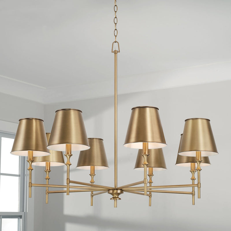 Whitney 8-Light Chandelier in Aged Brass